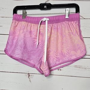 Suzzi Pink Tropical Floral Pattern Running Shorts
